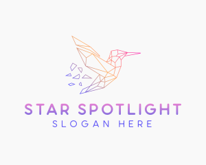 Minimal Geometric Hummingbird Bird logo design