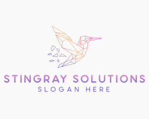 Minimal Geometric Hummingbird Bird logo design