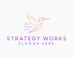 Minimal Geometric Hummingbird Bird logo design