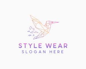 Minimal Geometric Hummingbird Bird logo design