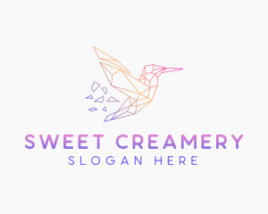 Minimal Geometric Hummingbird Bird logo design