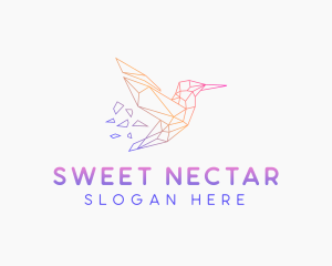 Minimal Geometric Hummingbird Bird logo design