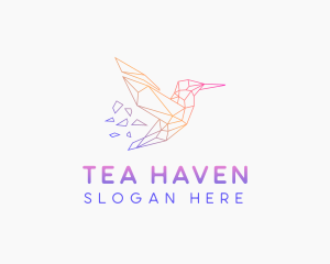 Minimal Geometric Hummingbird Bird logo design