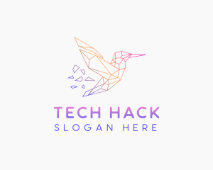 Minimal Geometric Hummingbird Bird logo design