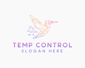 Minimal Geometric Hummingbird Bird logo design