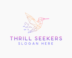 Minimal Geometric Hummingbird Bird logo design