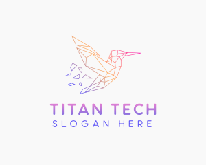 Minimal Geometric Hummingbird Bird logo design