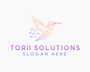 Minimal Geometric Hummingbird Bird logo design