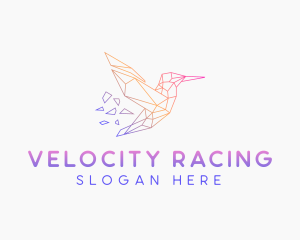 Minimal Geometric Hummingbird Bird logo design