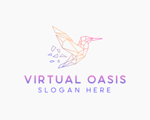 Minimal Geometric Hummingbird Bird logo design