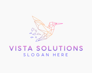 Minimal Geometric Hummingbird Bird logo design