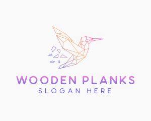 Minimal Geometric Hummingbird Bird logo design