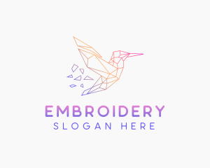 Minimal Geometric Hummingbird Bird logo design