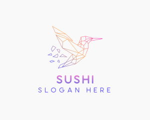 Minimal Geometric Hummingbird Bird logo design