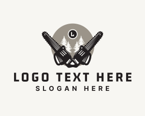 Tree - Chainsaw Woodcutter Pine Tree logo design