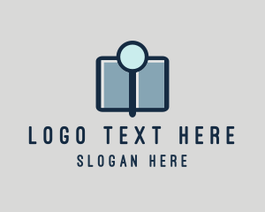 Research - Magnifying Glass Book logo design
