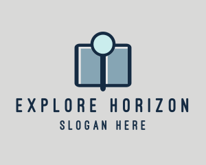 Discovery - Magnifying Glass Book logo design