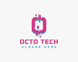 Digital Glitch Tech  logo design