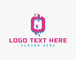 Letter O - Digital Glitch Tech logo design