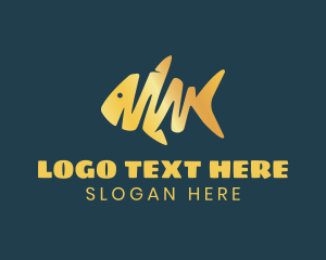 Zig Zag - Gold Abstract Fish logo design