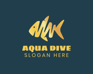 Gold Abstract Fish logo design