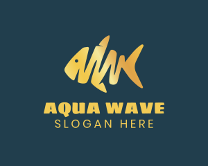 Gold Abstract Fish logo design