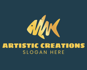 Gold Abstract Fish logo design