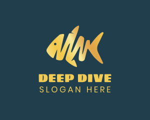 Dive - Gold Abstract Fish logo design