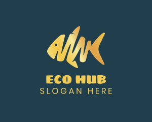 Ecosystem - Gold Abstract Fish logo design
