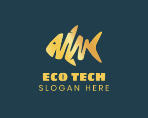 Ecosystem - Gold Abstract Fish logo design