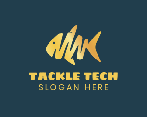 Tackle - Gold Abstract Fish logo design