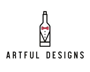 Drink Bottle Tuxedo Suit logo design