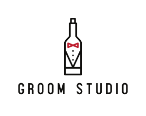 Groom - Drink Bottle Tuxedo Suit logo design