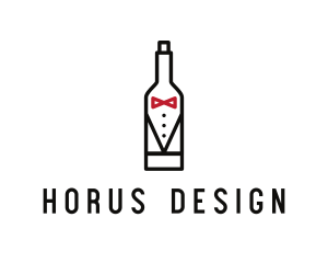 Drink Bottle Tuxedo Suit logo design