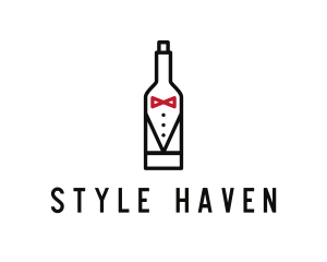 Bartending - Drink Bottle Tuxedo Suit logo design