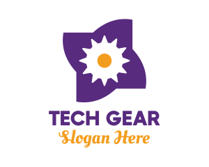 Mechanical Purple Flower logo design