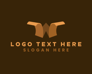 Cardboard - Paper Fold Scroll Letter W logo design