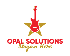 Rock Guitar Music Band logo design