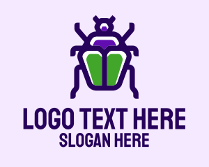 Green Insect - Violet Beetle Insect logo design