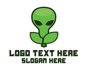 Ufo - Green Alien Fruit logo design