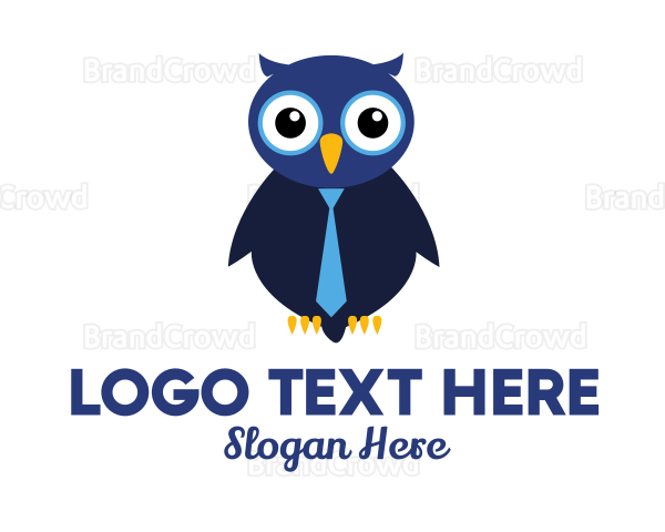 Cute Blue Owl Logo