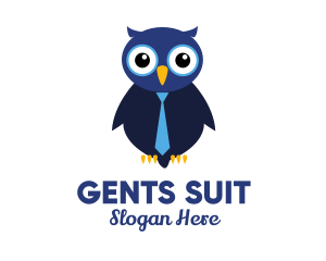 Cute Blue Owl logo design