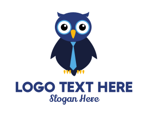 Bird - Cute Blue Owl logo design