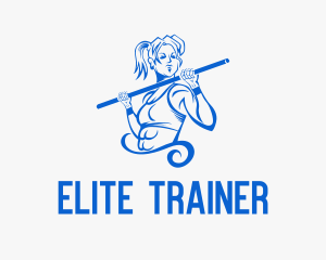 Woman Pole Vaulter logo design