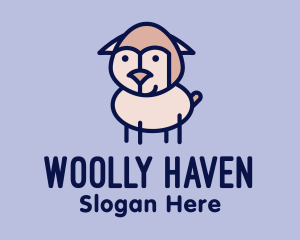 Cute Smiling Sheep  logo design