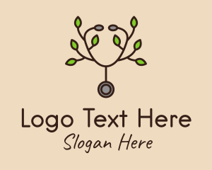 Traditional Medicine - Organic Leaf Stethoscope logo design