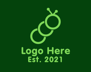 Pink And White - Minimalist Green Caterpillar logo design