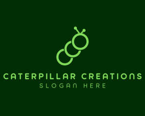 Minimalist Green Caterpillar logo design