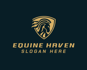 Stable - Equine Horse Shield logo design