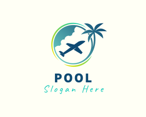 Palm Tree - Travel Fly Airplane logo design
